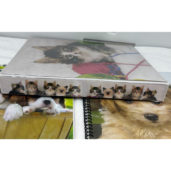 Keith Kimberlin 1" 3-Ring Binder & Spiral Notebook Kitten Playing Yarn Puppies - Picture 6 of 12